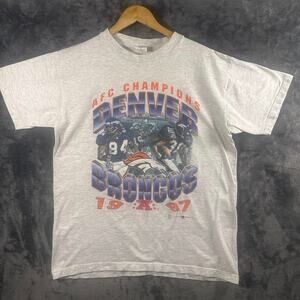 VTG 1998 Denver Broncos AFC Championship T Shirt Men’s Large Gray Sharpe/Davis
